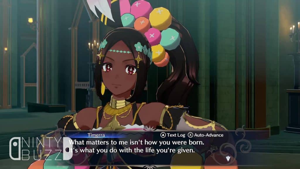 Princess Timerra offers words of encouragement to Alear, saying: "What matters to me isn't how you were born. It's what you do with the life you're given."